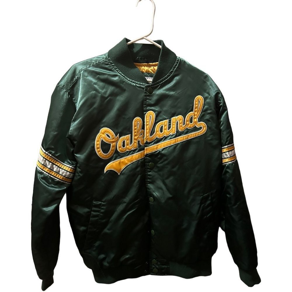 OAKLAND ATHLETICS VARSITY SATIN FULL-SNAP JACKET - Picture 1 of 4